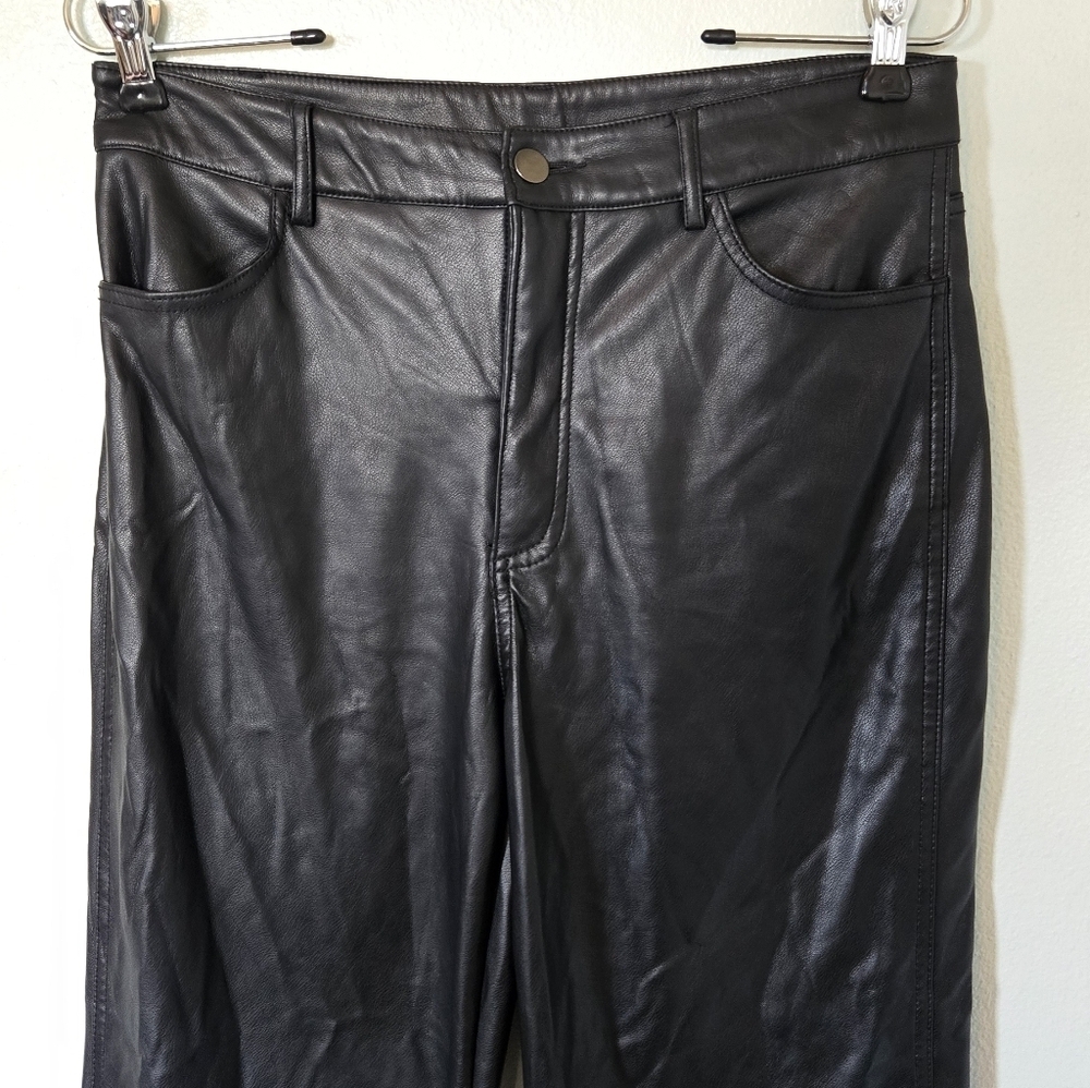 Garage | Wide Leg Black Faux Leather Pants Size Medium